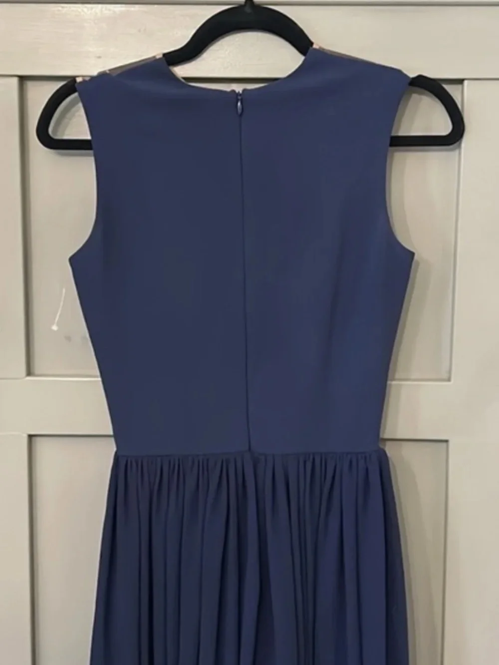 Dress the Population Eleanor Illusion Plunging Neck Gown Navy Blue Size XS
